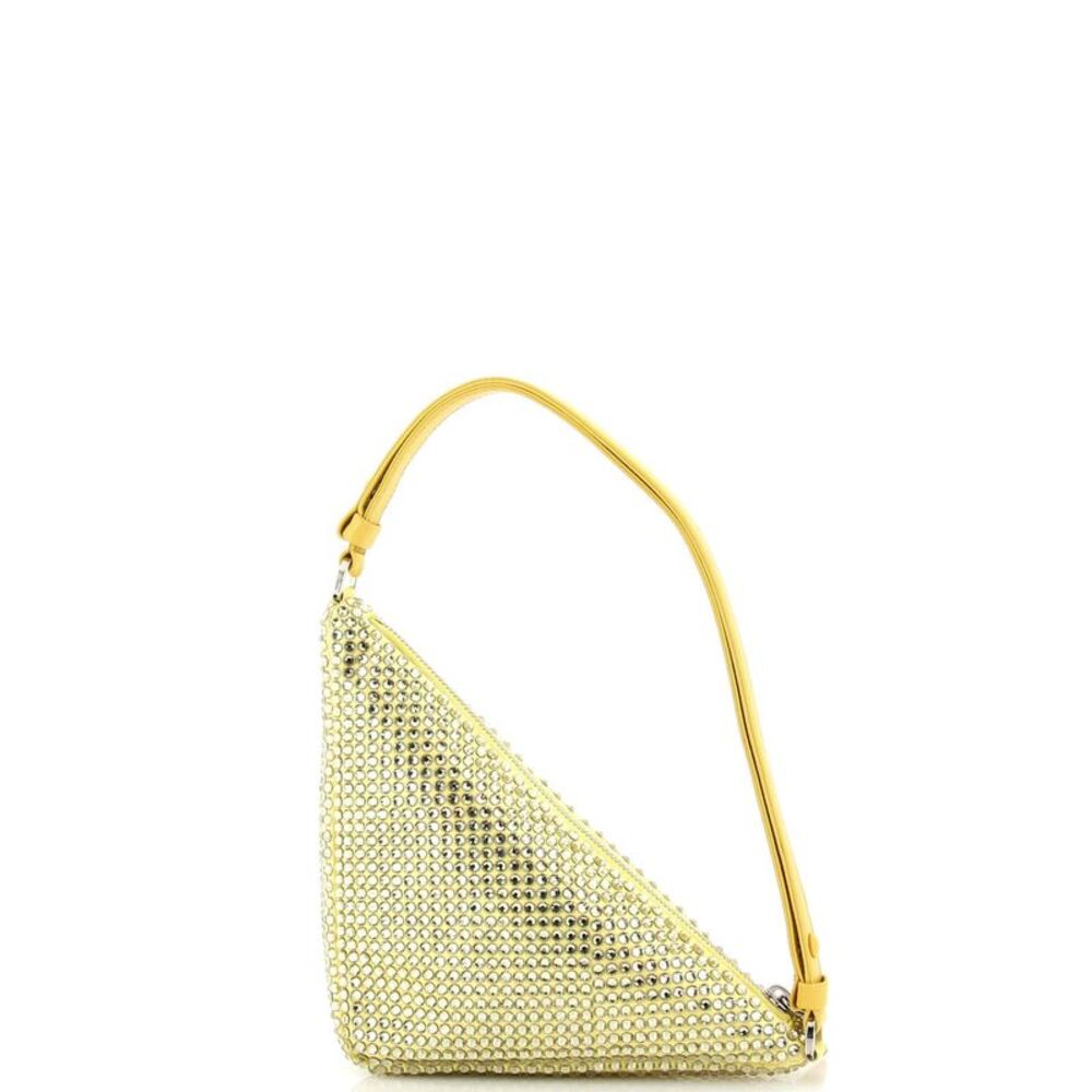 Prada Triangle Top Handle Pouch Bag Crystal Embellished Satin Mini Gold - Picture 3 of 6